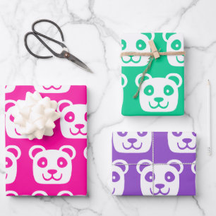 Hoja De Papel De Regalo Patrón Panda