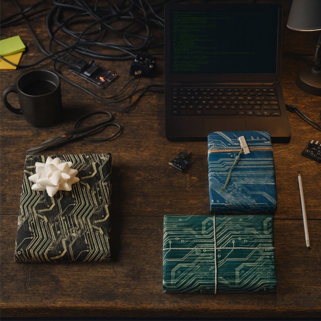 Hoja De Papel De Regalo Patrón PCB Quirky Resumen Geek electrónico (Subido por el creador)