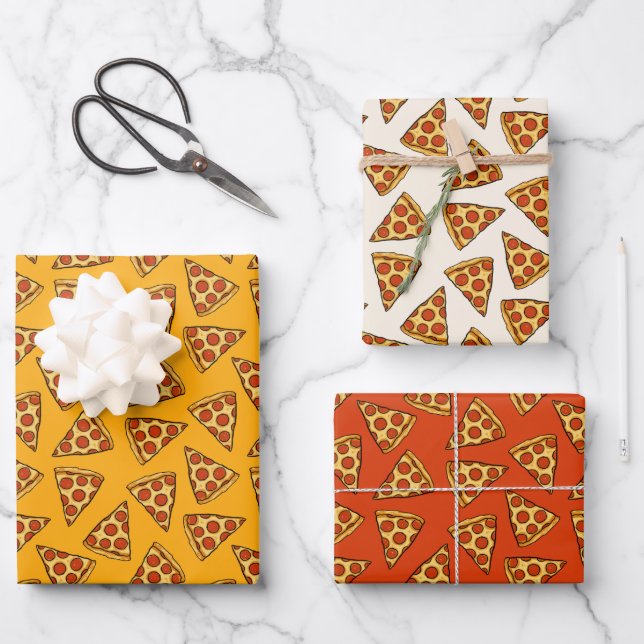 Hoja De Papel De Regalo Patrón Pepperoni Pizza (Anverso)