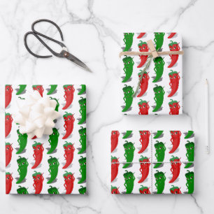 Hoja De Papel De Regalo Patrón Personalizado De Divas De Pimienta Rojo Y V