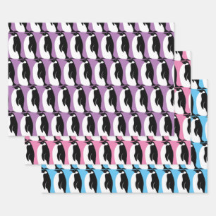 Hoja De Papel De Regalo Patrón pingüino blanco negro regalo