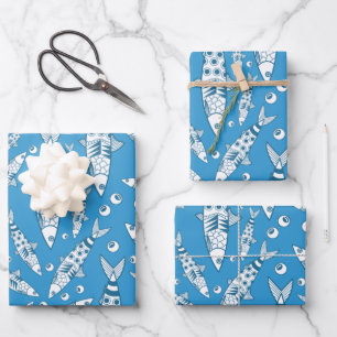 Hoja De Papel De Regalo Patrón portugués de sardinas de Lisboa Azulejos az