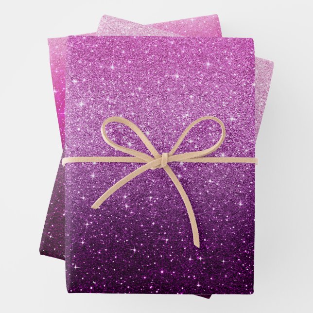 Hoja De Papel De Regalo Patrón Purpurina rosado moderno oscuro (In situ)