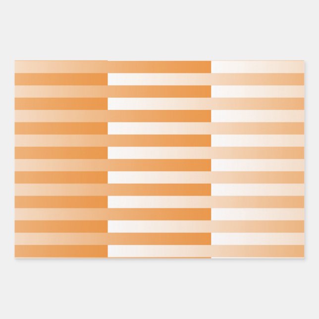 Hoja De Papel De Regalo Patrón rayado blanco naranja (Anverso)