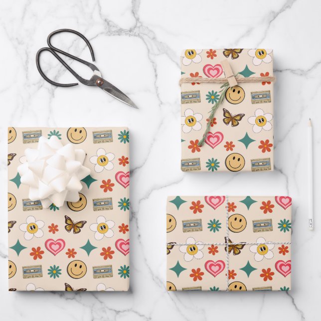 Hoja De Papel De Regalo Patrón retro 01 (Anverso)