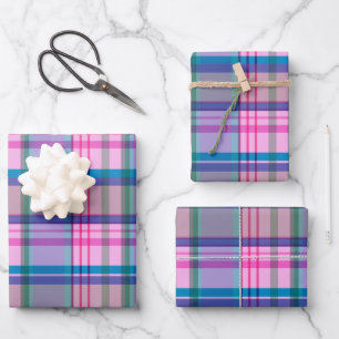 Hoja De Papel De Regalo Patrón retro de adormidera suave en rosa y azul