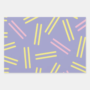 Hoja De Papel De Regalo Patrón retro de los años 80 en púrpura de Lavanda