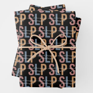 Hoja De Papel De Regalo Patrón retro del patólogo del lenguaje de voz SLP
