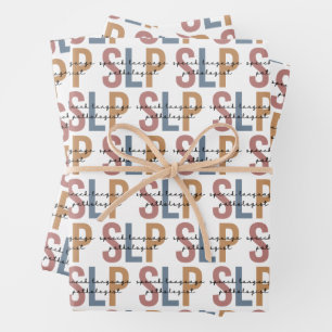 Hoja De Papel De Regalo Patrón retro del patólogo del lenguaje de voz SLP