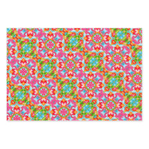 Patrón rosa brillante, verde, azul, Naranja y blan