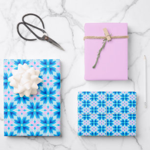 Hoja De Papel De Regalo Patrón rosa y azul