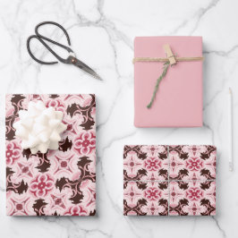 Hoja De Papel De Regalo Patrón rosa y chocolate