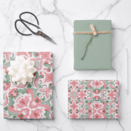 Hoja De Papel De Regalo Patrón rosa y sabio