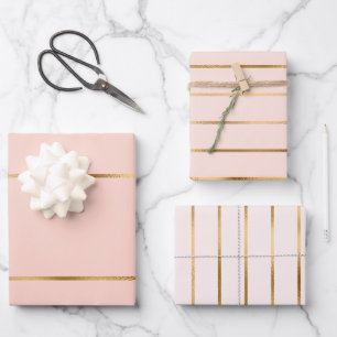 Hoja De Papel De Regalo Patrón Rubor Pink Faux Gold Strike