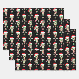 Hoja De Papel De Regalo Patrón Santa del cráneo de azúcar
