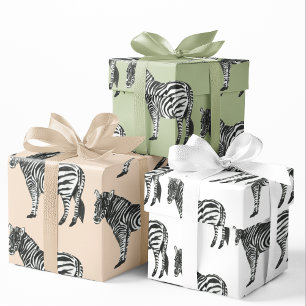 Hoja De Papel De Regalo Patrón silvestre de cebra de jungla y nombre perso