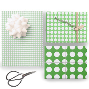 Hoja De Papel De Regalo Patrón simple de lunares verdes y blancos