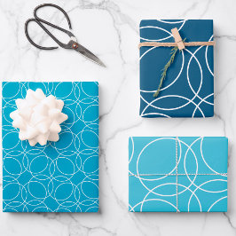 Hoja De Papel De Regalo Patrón simple moderno en azul