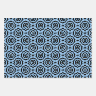 Hoja De Papel De Regalo Patrón sin foco de flor azul negro