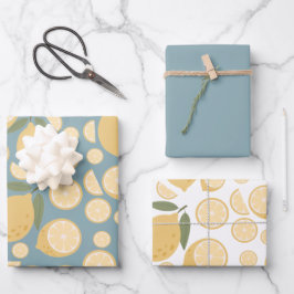 Hoja De Papel De Regalo Patrón sin foco de limón amarillo