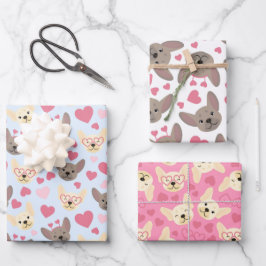 Hoja De Papel De Regalo Patrón sin problemas del corazón del Bulldog franc