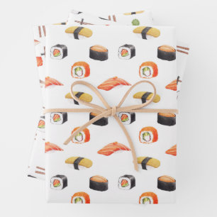 Hoja De Papel De Regalo Patrón sushi japonés de comida