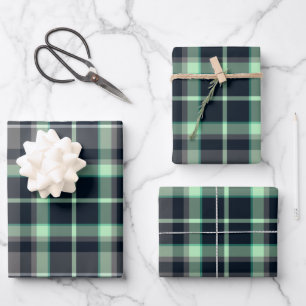 Hoja De Papel De Regalo Patrón Tartán de plástico verde oscuro moderno