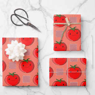 Hoja De Papel De Regalo Patrón Tartán de tomate tintado rojo y rosa