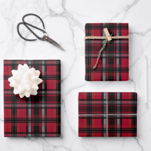 Hoja De Papel De Regalo Patrón Tartán Tapado Rojo Y Negro