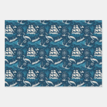 Patrón temático Nautical Ship and Ocean No1