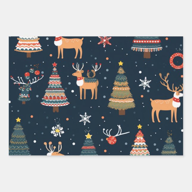 Hoja De Papel De Regalo Patrón temático Navidades festivos (Anverso)