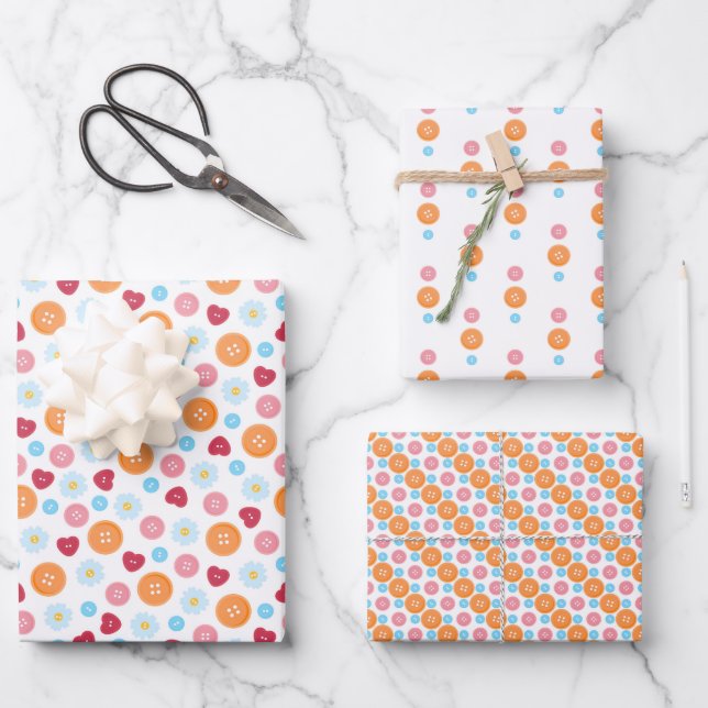 Hoja De Papel De Regalo Patrón transparente de botones brillantes para cos (Anverso)