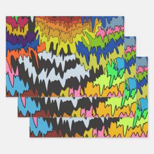 Hoja De Papel De Regalo Patrón Trippy de la banda gruesa colorida de goteo