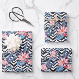 Hoja De Papel De Regalo Patrón tropical de flor de Lotus