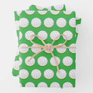 Hoja De Papel De Regalo Patrón Verde Blanco de Pelota de Golf