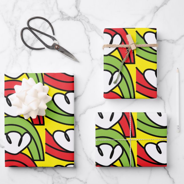 Hoja De Papel De Regalo Patrón verde de flor vegetal (Anverso)