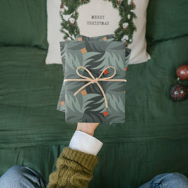 Hoja De Papel De Regalo Patrón verde de los Navidades modernos