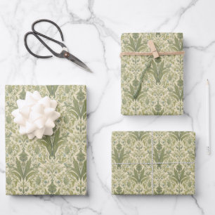 Hoja De Papel De Regalo Patrón verde esmeralda de jacinto floral de Willia