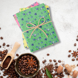 Hoja De Papel De Regalo Patrón verde rosa amarillo azul