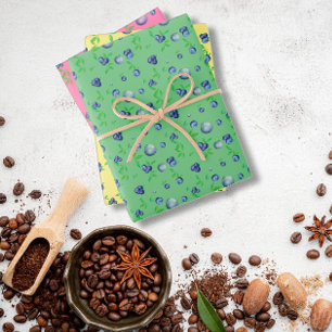 Hoja De Papel De Regalo Patrón verde rosa amarillo azul