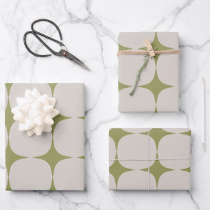 Hoja De Papel De Regalo Patrón verde salvia simple de mediados de siglo mo
