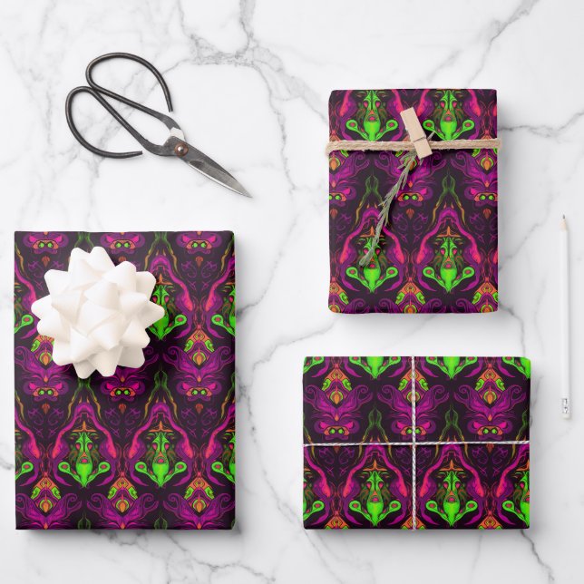 Hoja De Papel De Regalo Patrón victoriano moderno de Guay Purple Green Wei (Anverso)