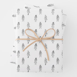 Hoja De Papel De Regalo Patrón vintage de Chicas de Delinieator 1899