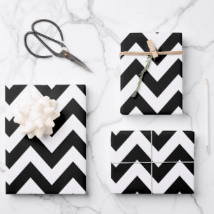 Hoja De Papel De Regalo Patrón Zigzag Chevron Blanco Y Negro