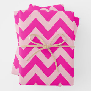 Hoja De Papel De Regalo Patrón Zigzag Chevron Rosado Caliente