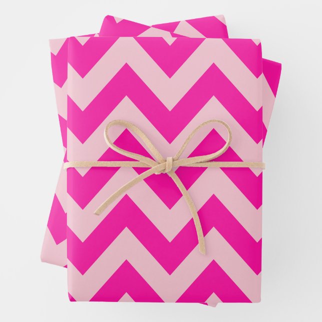 Hoja De Papel De Regalo Patrón Zigzag Chevron Rosado Caliente (In situ)