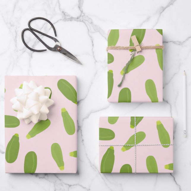 Hoja De Papel De Regalo Patrón Zucchini Courgette Summer Squash (Anverso)