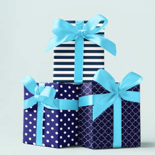 Hoja De Papel De Regalo Patronato azul de la Marina