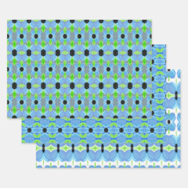 Hoja De Papel De Regalo Patronato de estilo azul gris y blanco