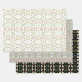 Hoja De Papel De Regalo Patronato De Flores De Arco Blanco Y Gris